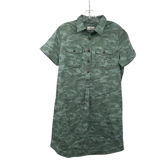 Vineyard Vines Dresses & Skirts - Vineyard Vines Womens Camouflage Shirt Dress Short Sleeve Green Size 6 New